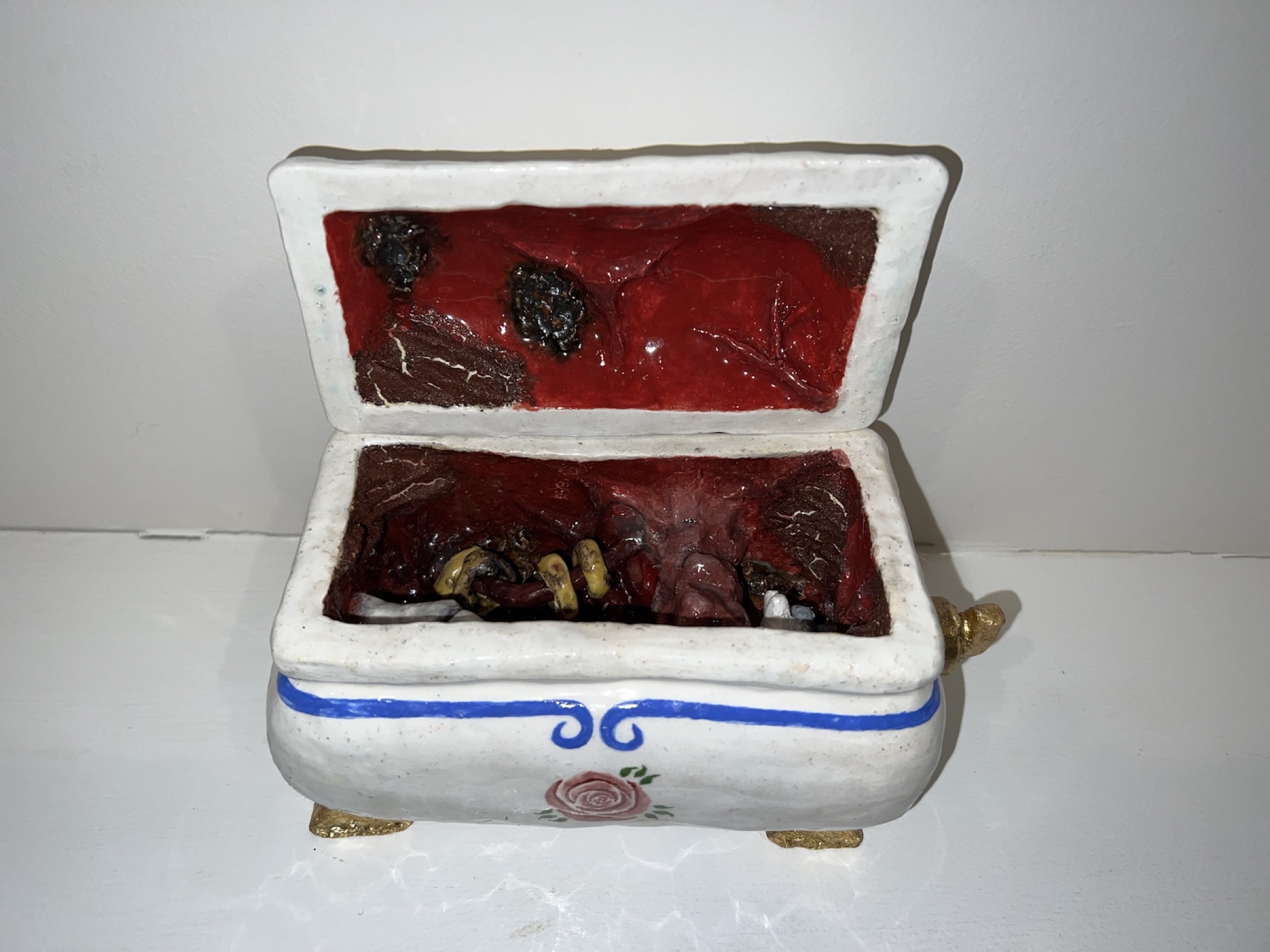 Music Box, glazed ceramic and gold leaf, December 2022